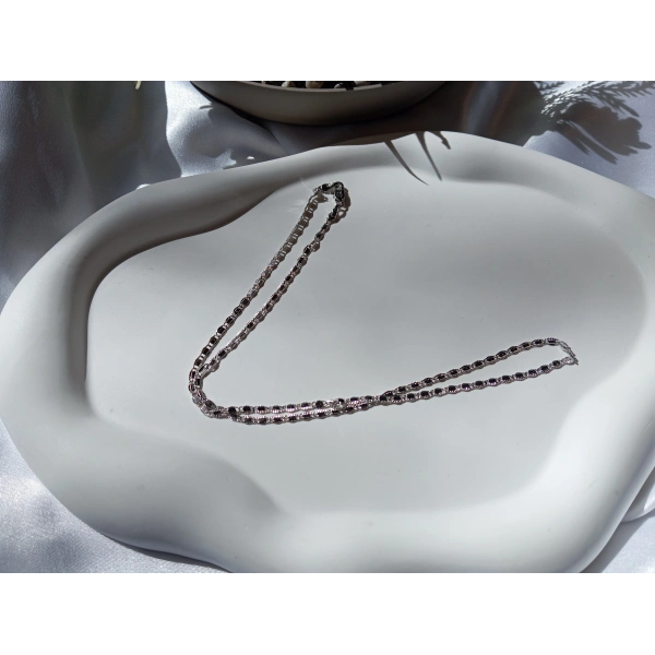 Euro Aksesuar Xuping Gümüş Renk Lazer Kesim 45 CM Kolye Zinciri