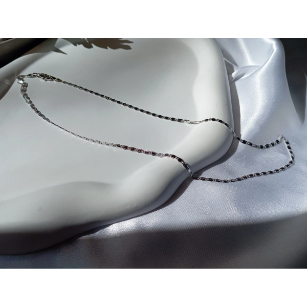 Euro Aksesuar Xuping Gümüş Renk Lazer Kesim 45 CM Kolye Zinciri