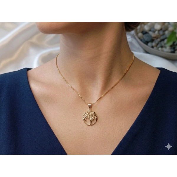 Xuping Jewelry 14 Ayar Gold Kaplama Hayat Ağacı Kolye - 45 cm