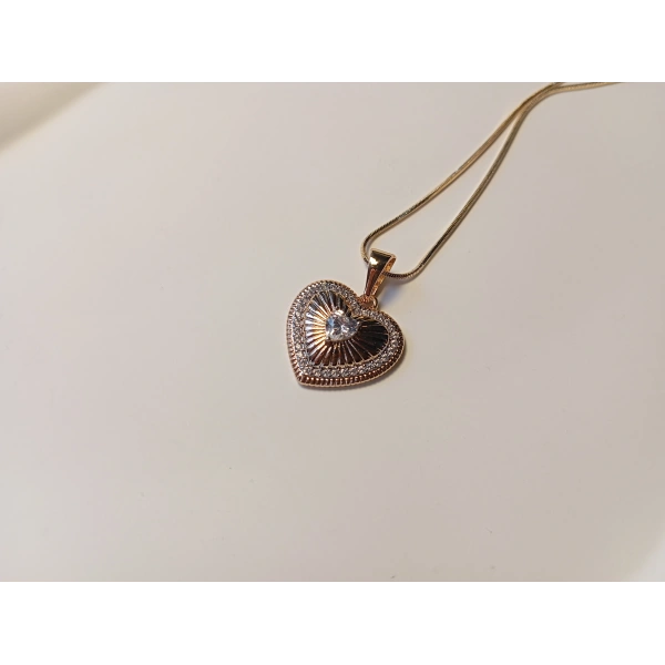 Xuping Jewelry Rose Gold Kalp Madalyon Kolye - 45 cm