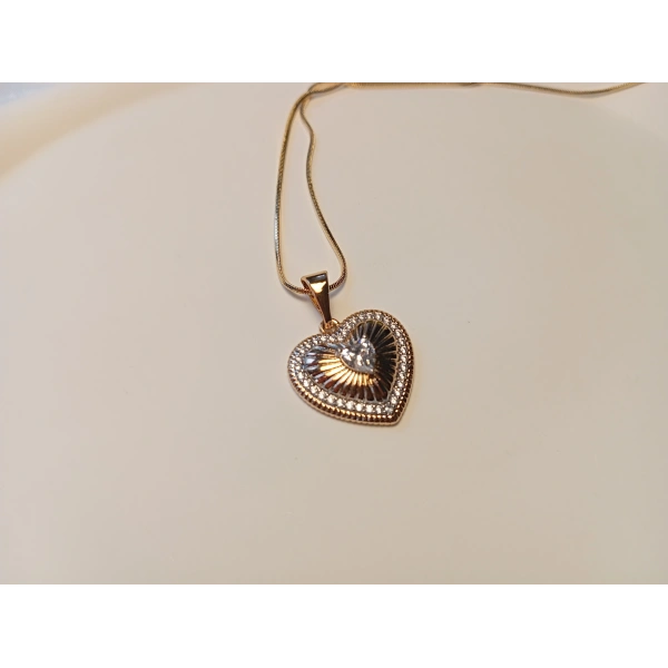 Xuping Jewelry Rose Gold Kalp Madalyon Kolye - 45 cm