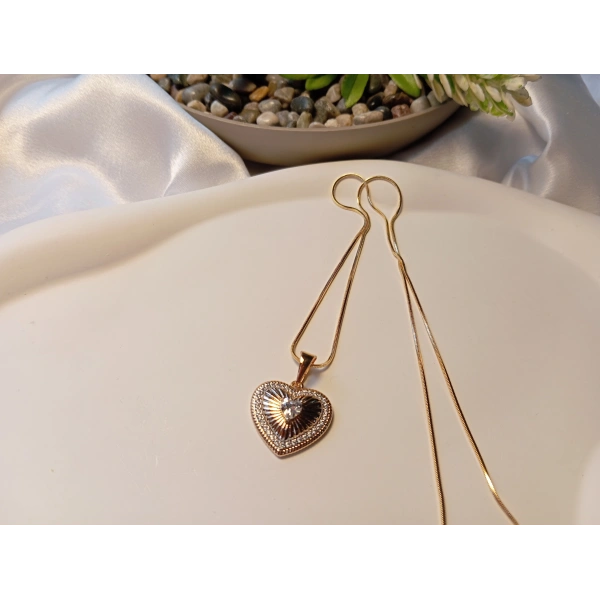 Xuping Jewelry Rose Gold Kalp Madalyon Kolye - 45 cm