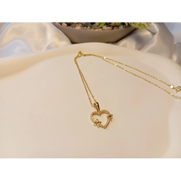 Xuping Jewelry 14 Ayar Gold Kaplama Kelebekli Kalp Kolye - 45 cm