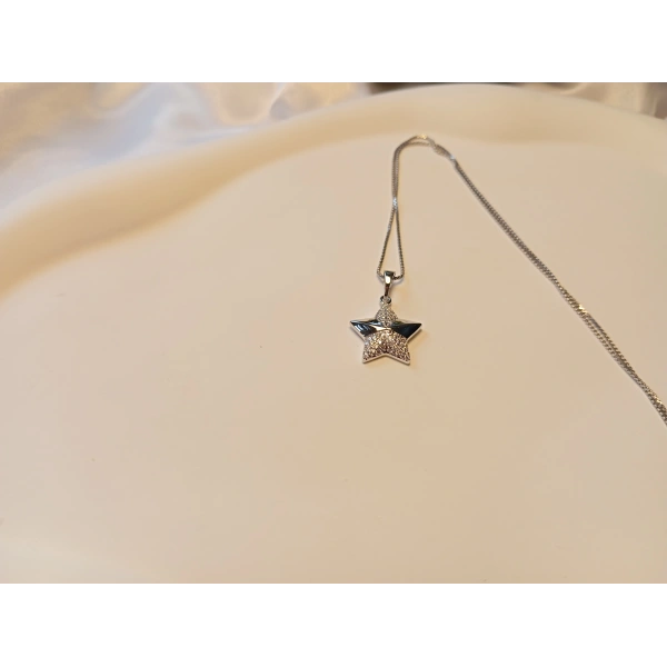 Xuping Jewelry Gümüş Renk Zirkon Taşlı Yıldız Kolye - 45 cm