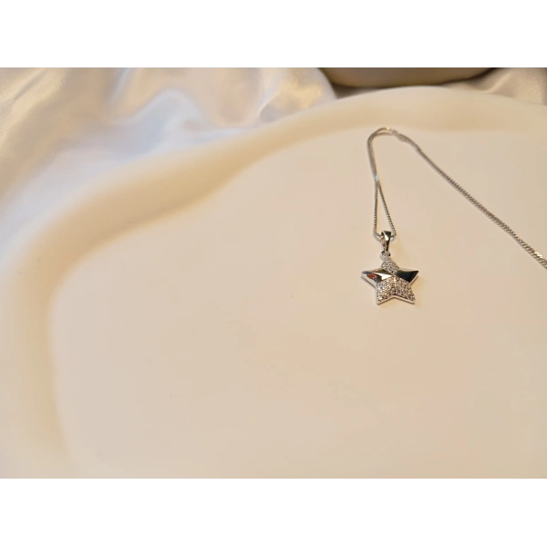 Xuping Jewelry Gümüş Renk Zirkon Taşlı Yıldız Kolye - 45 cm