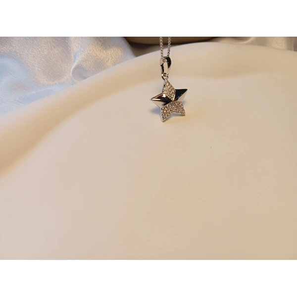 Xuping Jewelry Gümüş Renk Zirkon Taşlı Yıldız Kolye - 45 cm