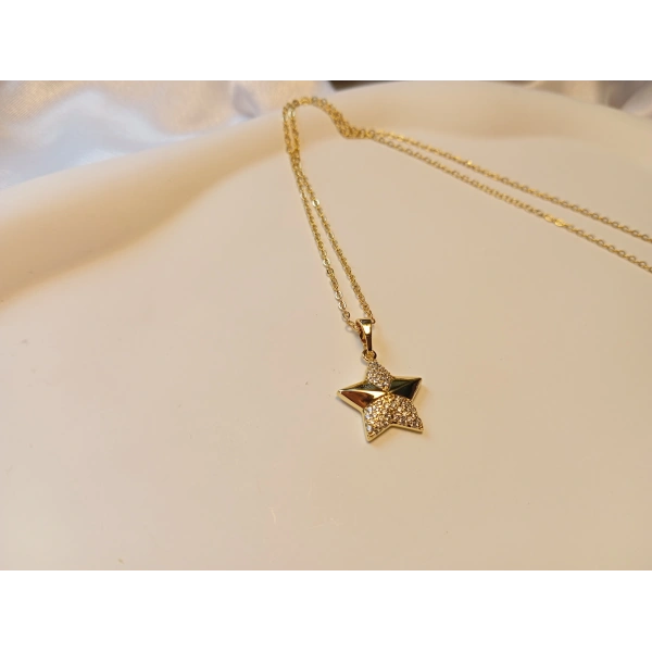 Xuping Jewelry 14 Ayar Gold Kaplama Zirkon Taşlı Yıldız Kolye - 45 cm