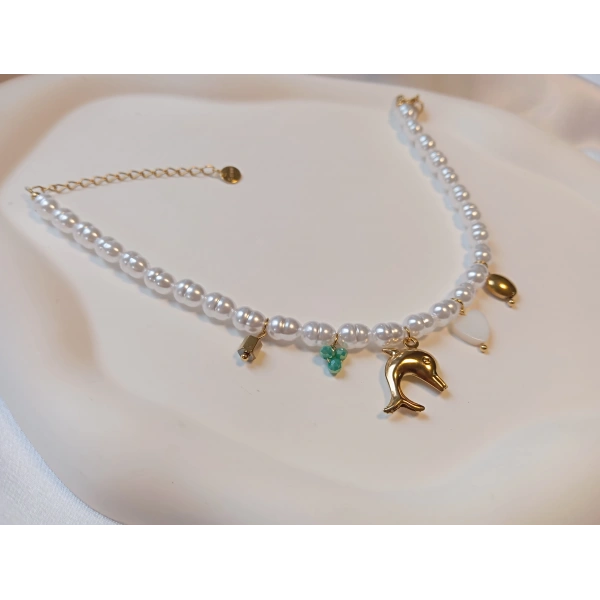 Euro Aksesuar Çelik 14 Ayar Altın Kaplama Sıralı Kalp ve Zirkon Taşlı Halhal (21-27 cm)