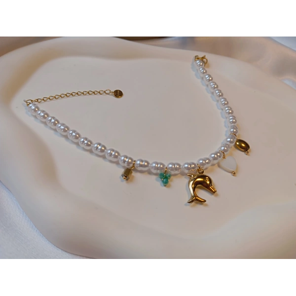 Euro Aksesuar Çelik 14 Ayar Altın Kaplama Sıralı Kalp ve Zirkon Taşlı Halhal (21-27 cm)