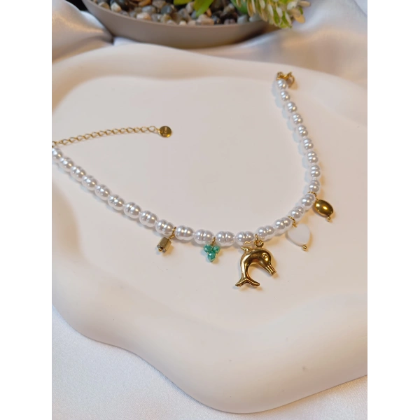 Euro Aksesuar Çelik 14 Ayar Altın Kaplama Sıralı Kalp ve Zirkon Taşlı Halhal (21-27 cm)