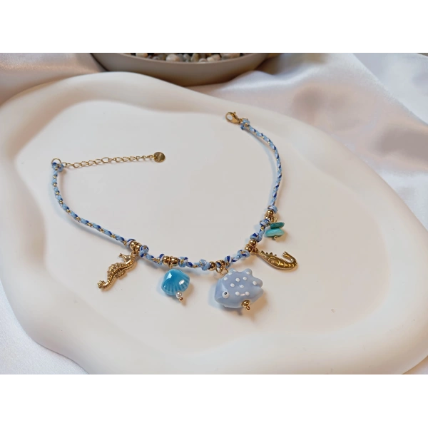 Euro Aksesuar 14K Altın Kaplama Deniz Esintisi Çelik Halhal (22-27 cm)