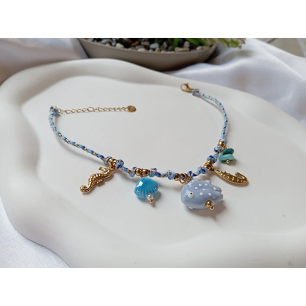 Euro Aksesuar 14K Altın Kaplama Deniz Esintisi Çelik Halhal (22-27 cm)