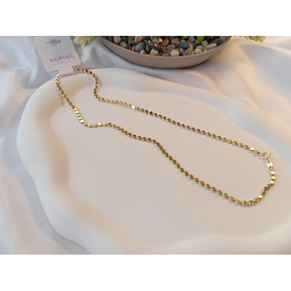 Euro Aksesuar Xuping 14 Ayar Altın Kaplama Minimalist Pullu Zincir Kolye (45cm)