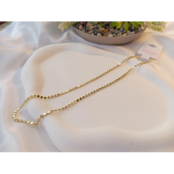 Euro Aksesuar Xuping 14 Ayar Altın Kaplama Minimalist Pullu Zincir Kolye (45cm)