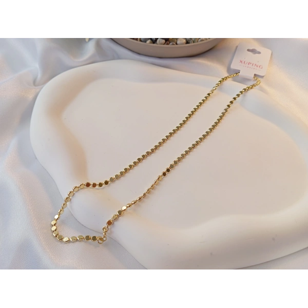 Euro Aksesuar Xuping 14 Ayar Altın Kaplama Minimalist Pullu Zincir Kolye (45cm)