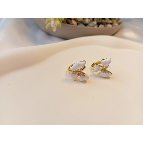 Xuping Jewelry Zirkon Taşlı ve Mineli Minimal Kelebek Küpe (1,5 cm)