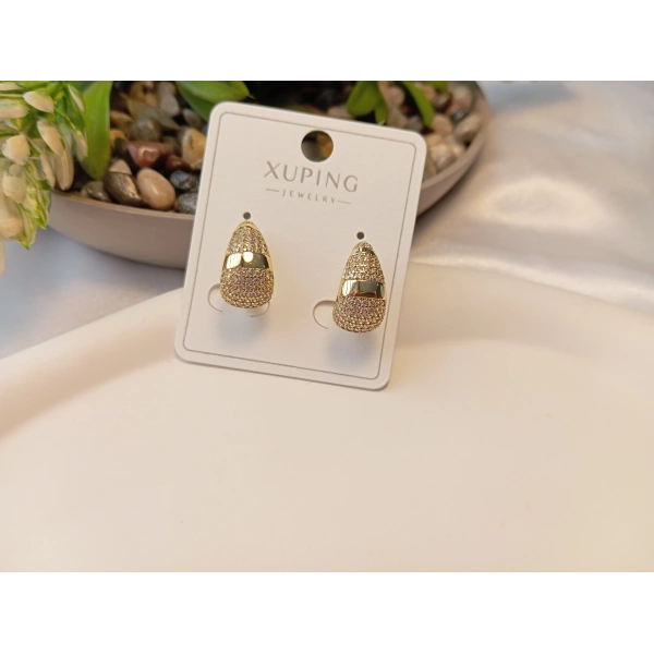 Xuping Jewelry Zirkon Taşlı Lüks Damla Küpe - 1,5 cm