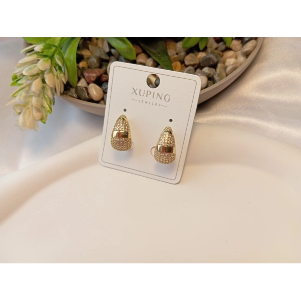 Xuping Jewelry Zirkon Taşlı Lüks Damla Küpe - 1,5 cm
