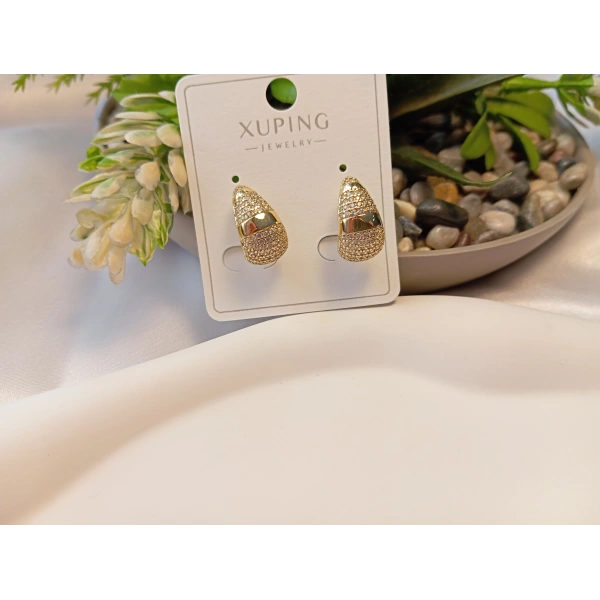 Xuping Jewelry Zirkon Taşlı Lüks Damla Küpe - 1,5 cm