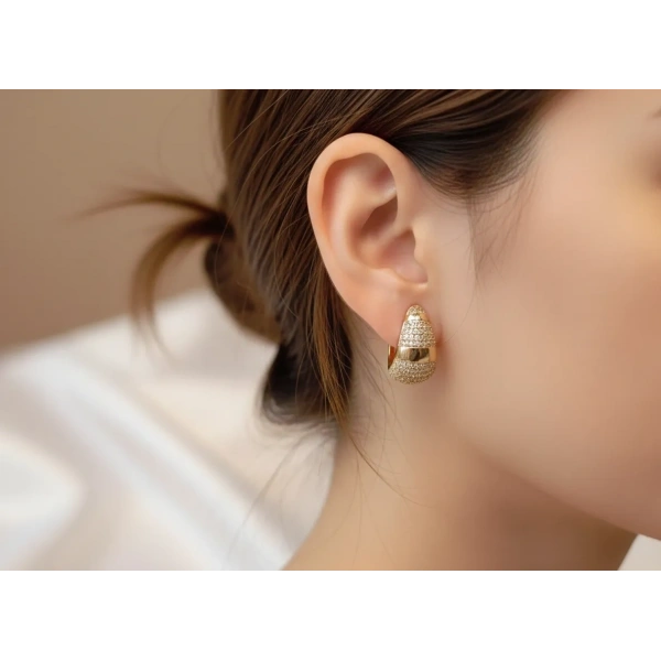 Xuping Jewelry Zirkon Taşlı Lüks Damla Küpe - 1,5 cm