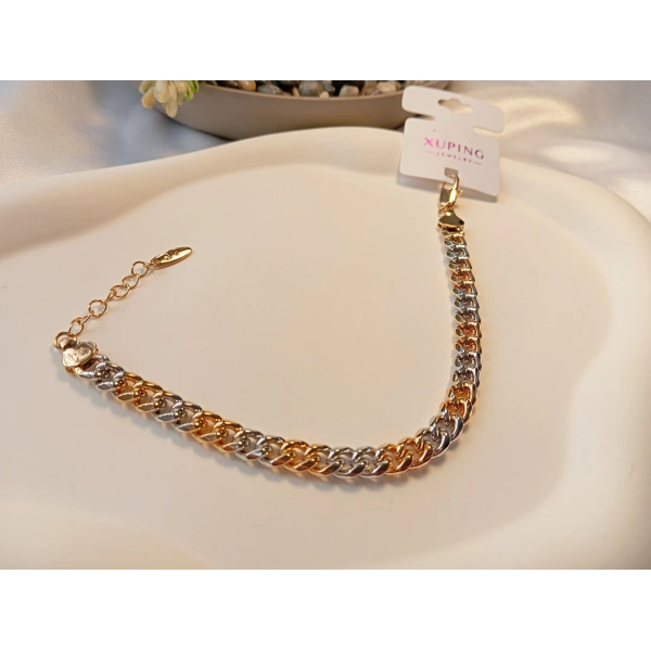 Xuping Rose ve Gümüş Renk Geçişli Modern Zincir Bileklik (19-22 cm)