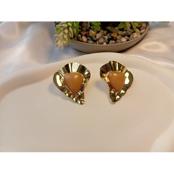 Vintage Serisi Dövme Metal Dokulu Büyük Boy Küpe - 5 cm