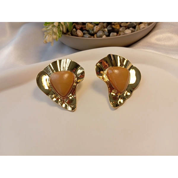 Vintage Serisi Dövme Metal Dokulu Büyük Boy Küpe - 5 cm