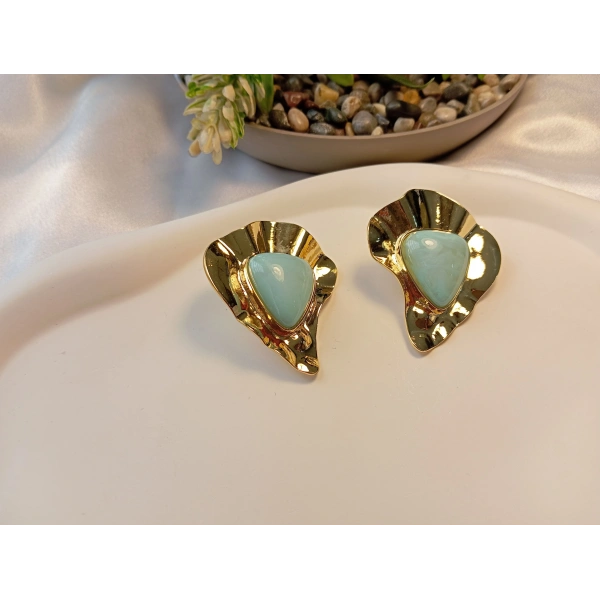 Vintage Serisi Dövme Metal Dokulu Büyük Boy Küpe - 5 cm