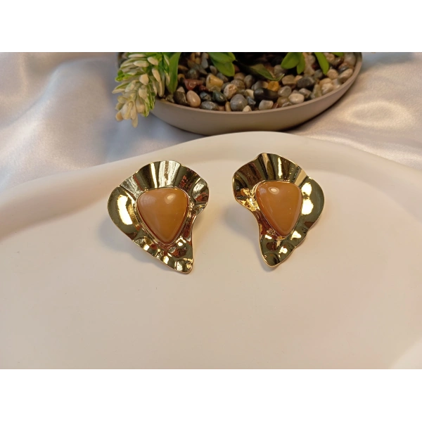 Vintage Serisi Dövme Metal Dokulu Büyük Boy Küpe - 5 cm