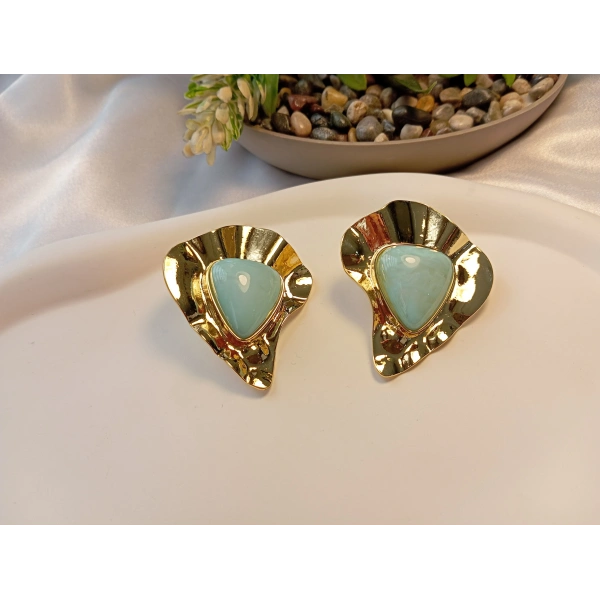 Vintage Serisi Dövme Metal Dokulu Büyük Boy Küpe - 5 cm