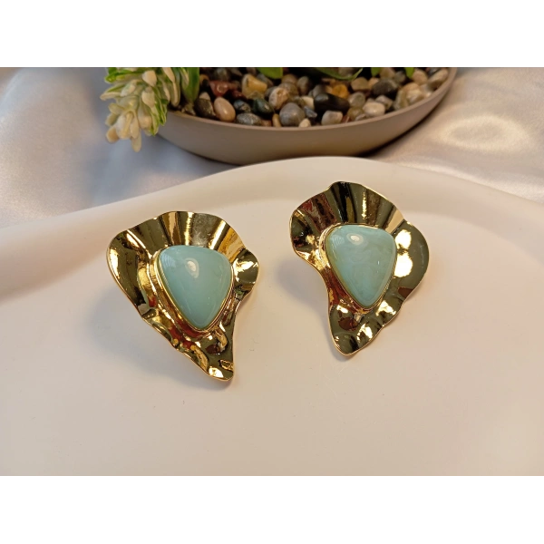 Vintage Serisi Dövme Metal Dokulu Büyük Boy Küpe - 5 cm