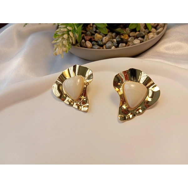 Vintage Serisi Dövme Metal Dokulu Büyük Boy Küpe - 5 cm