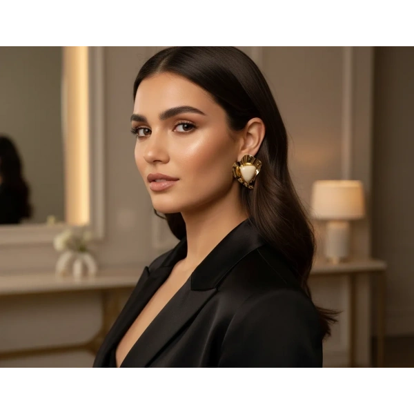 Vintage Serisi Dövme Metal Dokulu Büyük Boy Küpe - 5 cm