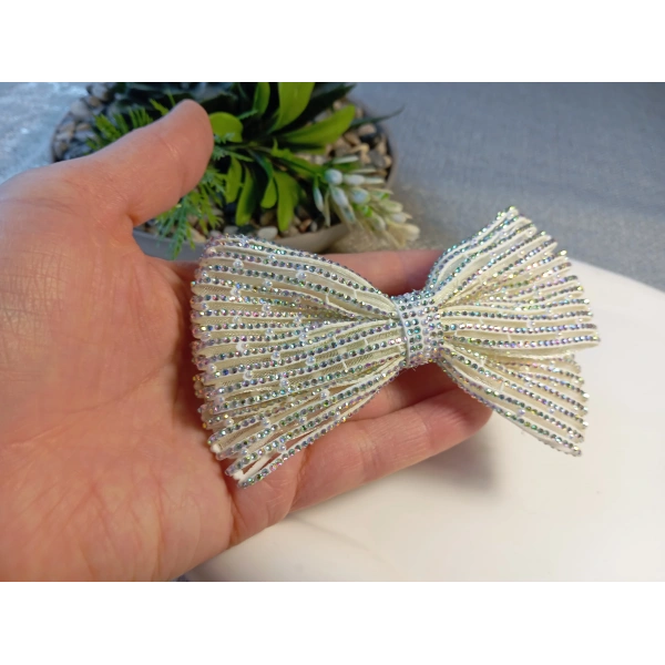 Euro Aksesuar Kristal Taşlı ve İncili Lüks Fiyonk Otomatik Toka