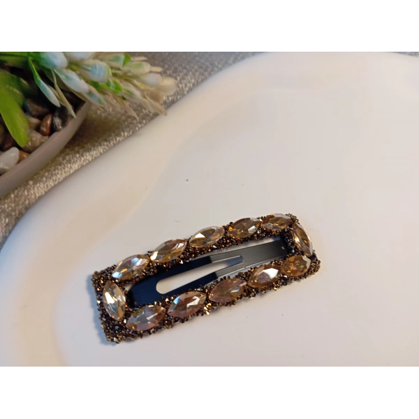 7 cm Kristal Markiz Taşlı Gümüş Renk Lüks Çıt Çıt Toka