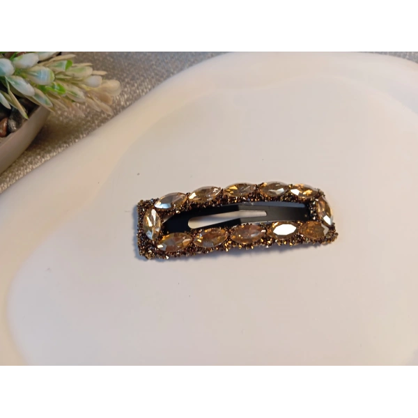 7 cm Kristal Markiz Taşlı Gümüş Renk Lüks Çıt Çıt Toka