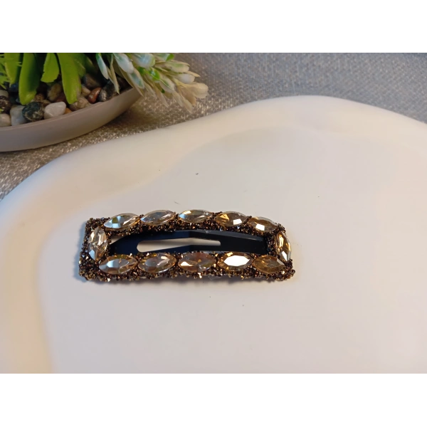 7 cm Kristal Markiz Taşlı Gümüş Renk Lüks Çıt Çıt Toka