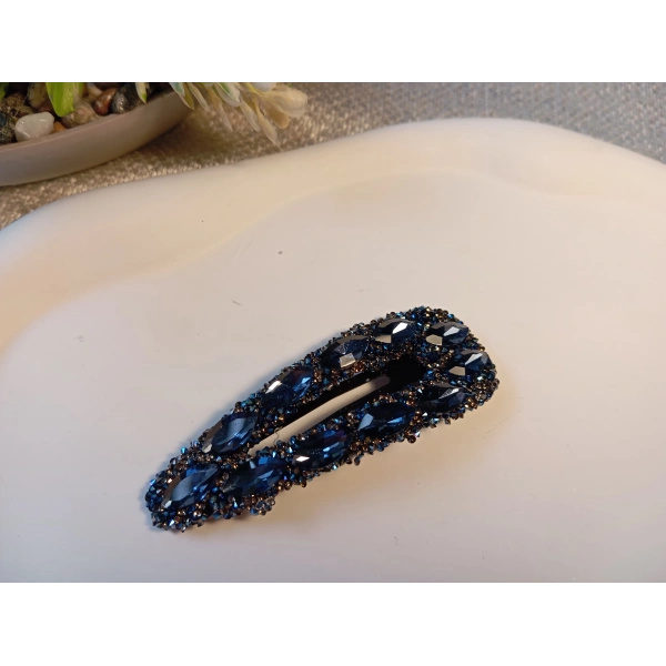 Euro Aksesuar Premium Kristal ve Markiz Taşlı Lüks Yan Toka - 7 cm Işıltılı Çıt Çıt Toka