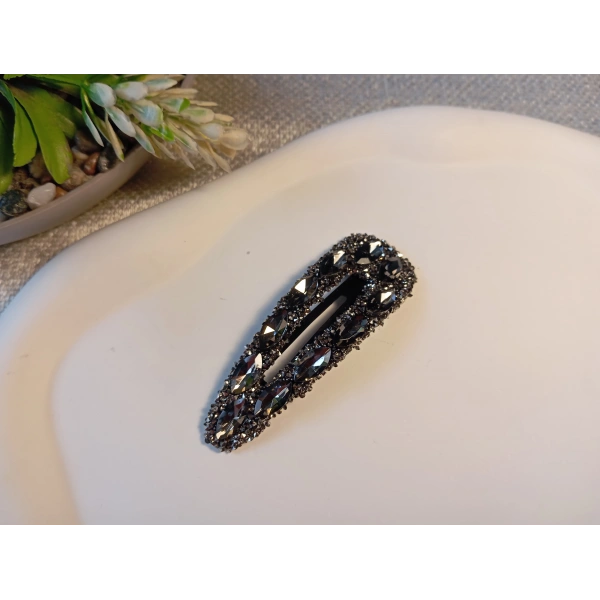 Euro Aksesuar Premium Kristal ve Markiz Taşlı Lüks Yan Toka - 7 cm Işıltılı Çıt Çıt Toka