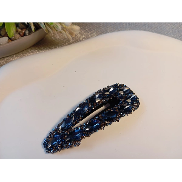 Euro Aksesuar Premium Kristal ve Markiz Taşlı Lüks Yan Toka - 7 cm Işıltılı Çıt Çıt Toka