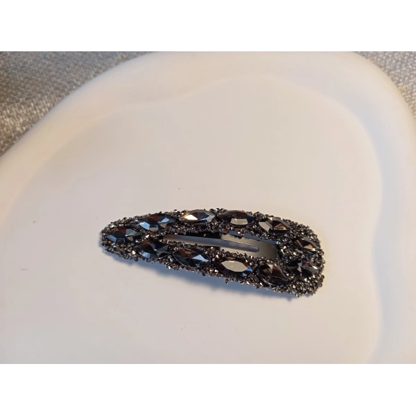 Euro Aksesuar Premium Kristal ve Markiz Taşlı Lüks Yan Toka - 7 cm Işıltılı Çıt Çıt Toka