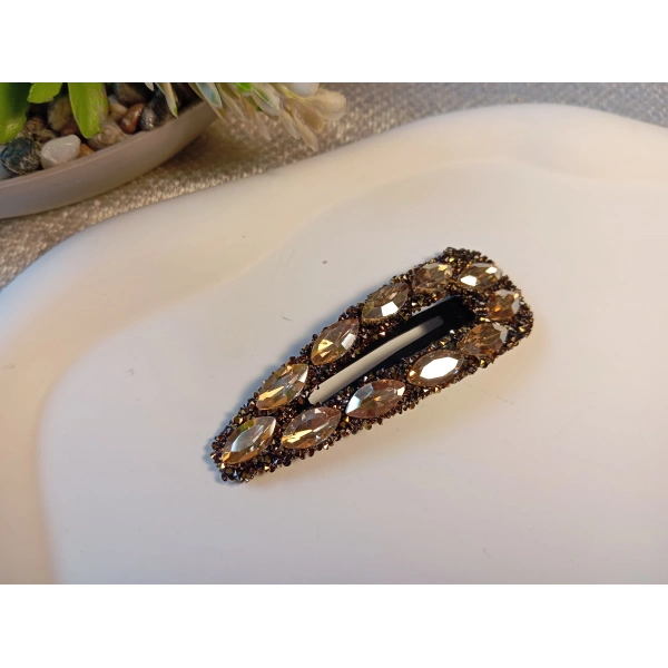 Euro Aksesuar Premium Kristal ve Markiz Taşlı Lüks Yan Toka - 7 cm Işıltılı Çıt Çıt Toka