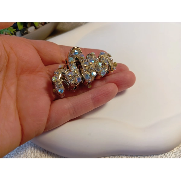 Euro Aksesuar Işıltılı Metalik Gövdeli Kristal Taşlı Lüks Mandal Toka - 4 cm