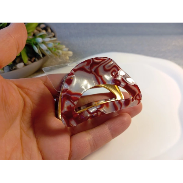 Euro Aksesuar Lüks Sedefli İridyum Serisi Altın Detaylı Üçgen Metal Mandal Toka - 6 cm