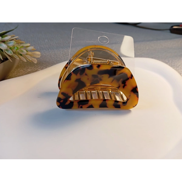 Euro Aksesuar Lüks Sedefli İridyum Serisi Altın Detaylı Üçgen Metal Mandal Toka - 6 cm