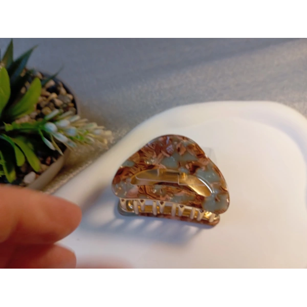 Euro Aksesuar Lüks Sedefli İridyum Serisi Altın Detaylı Üçgen Metal Mandal Toka - 6 cm