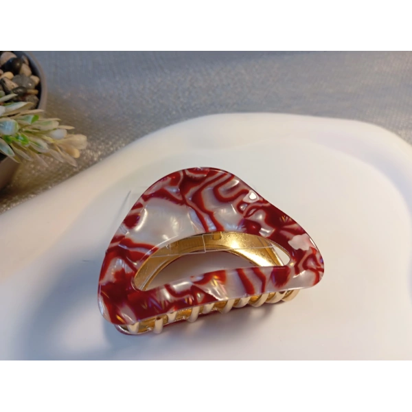 Euro Aksesuar Lüks Sedefli İridyum Serisi Altın Detaylı Üçgen Metal Mandal Toka - 6 cm