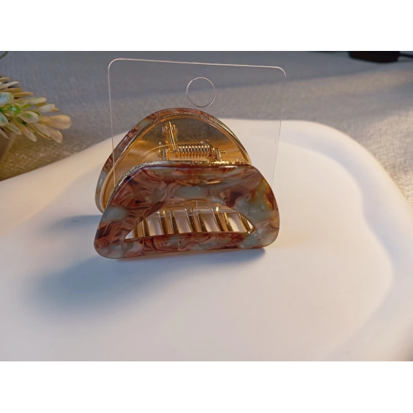 Euro Aksesuar Lüks Sedefli İridyum Serisi Altın Detaylı Üçgen Metal Mandal Toka - 6 cm