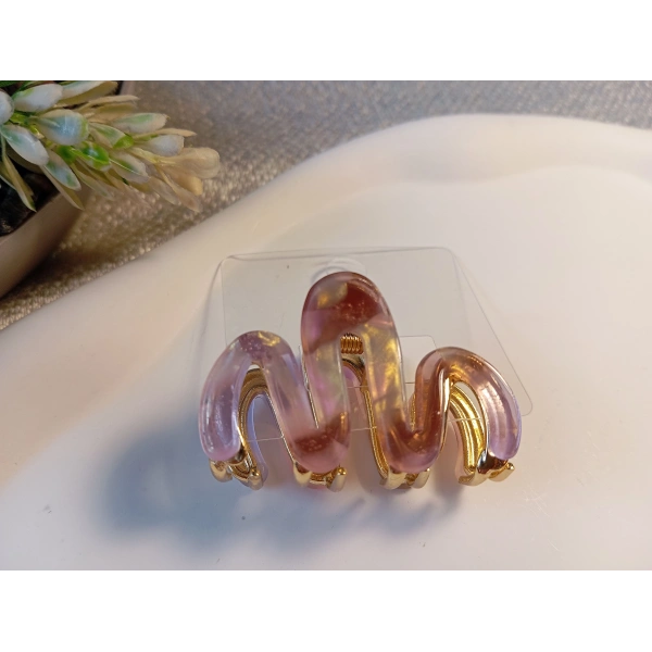 Euro Aksesuar Modern W-Line Sedefli İridyum Kaplama Orta Boy Metal Mandal Toka - 5 cm