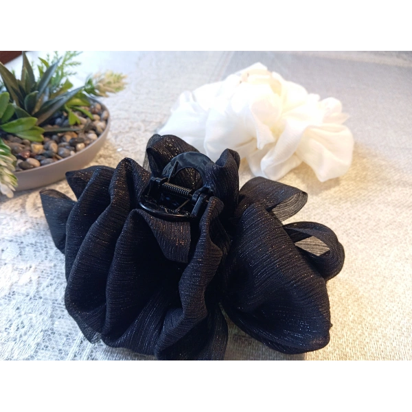 Euro Aksesuar Lüks Işıltılı Tül Detaylı Büyük Boy Mandal Toka